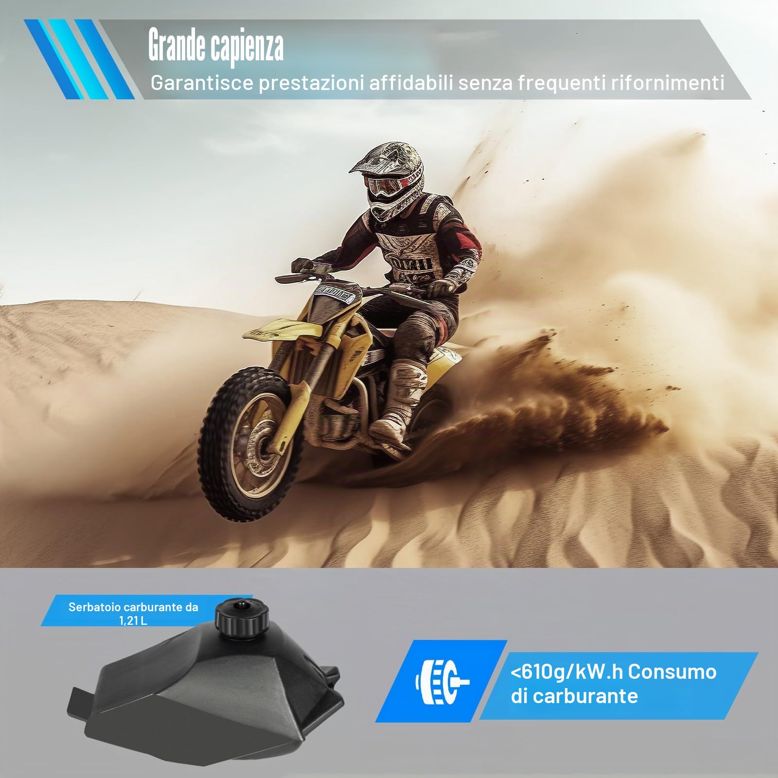 49cc Motore a 2 Tempi, 1.9kw/7000rpm Motore a Scoppio 49.85CC Manico Dirt Bike Cross 3PS Moto Pocket Bike 2,7N.M per Pocket Bike ATV o Scooter mit 1,2L Capacità Serbatoio Carburante