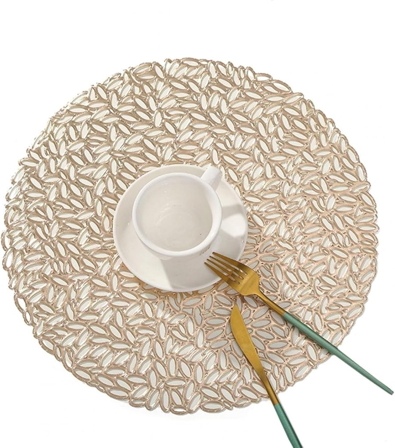 Kitchen Placemat Heat Table Mat Hollow Design Table Placemat Anti-scalding Table Protector for Home (Color : Silver 1)