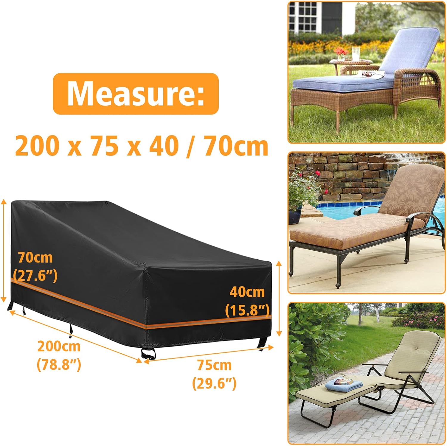 Sun Lounger Covers 2 Pack, Outdoor Garden Sunbed Cover Waterproof
