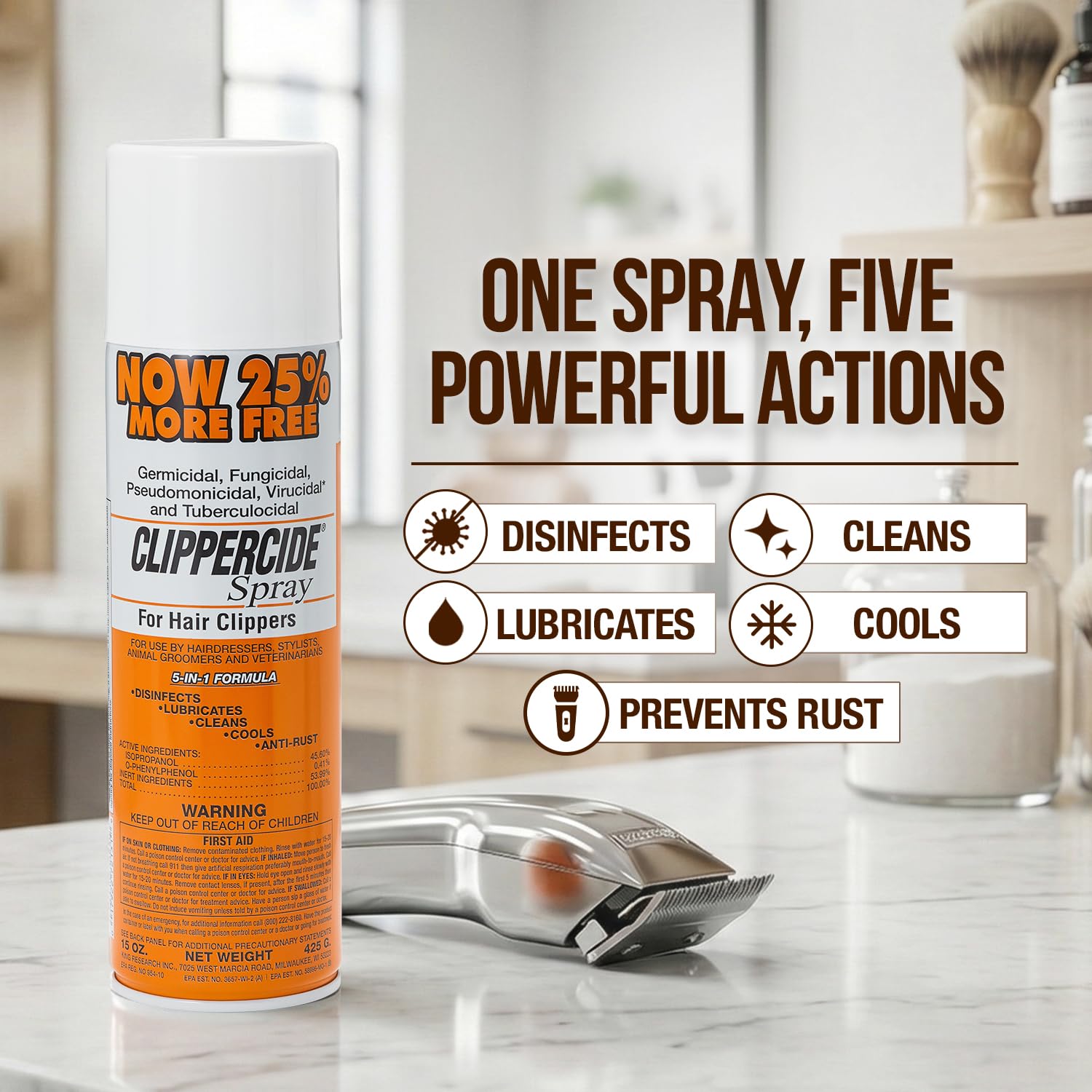 Clippercide Disinfectant Spray 15 Ounce Size (354ml) (2 Pack)