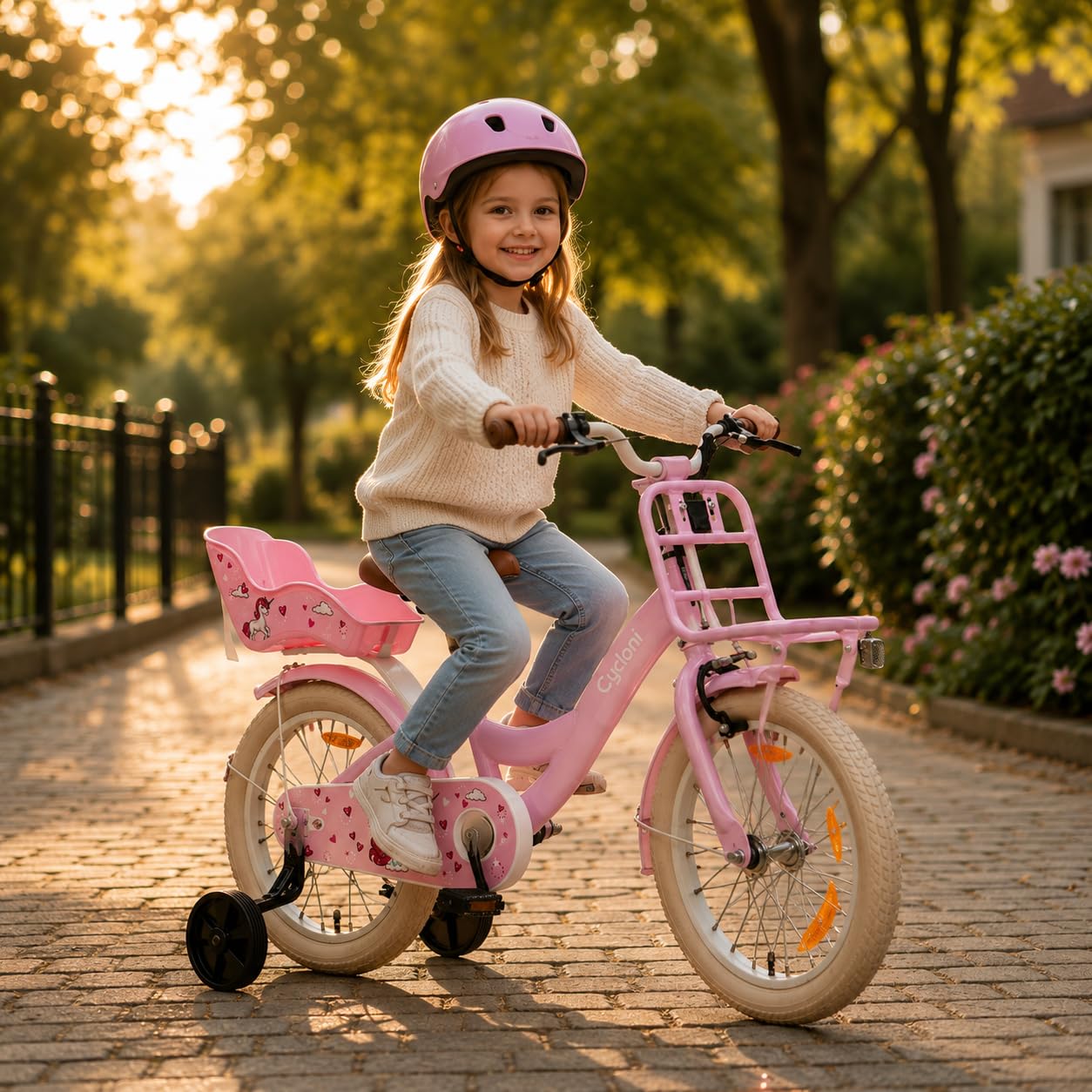 Vélo Enfant 12 14 16 Pouces Garçon Fille - Vélo pour Enfant avec Petites Roues - 2 à 6 Ans - Frein Rétropédalage et Sonnette