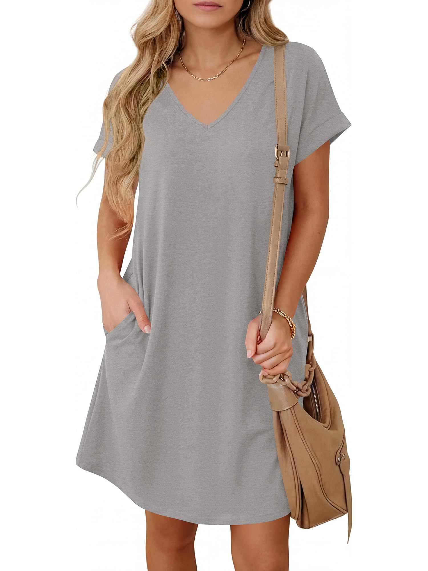 BTFBM Womens Summer Dresses 2026 Pockets Short Sleeve Loose Nightgowns Pajama Beach Vacation Casual Spring T Shirt Dress