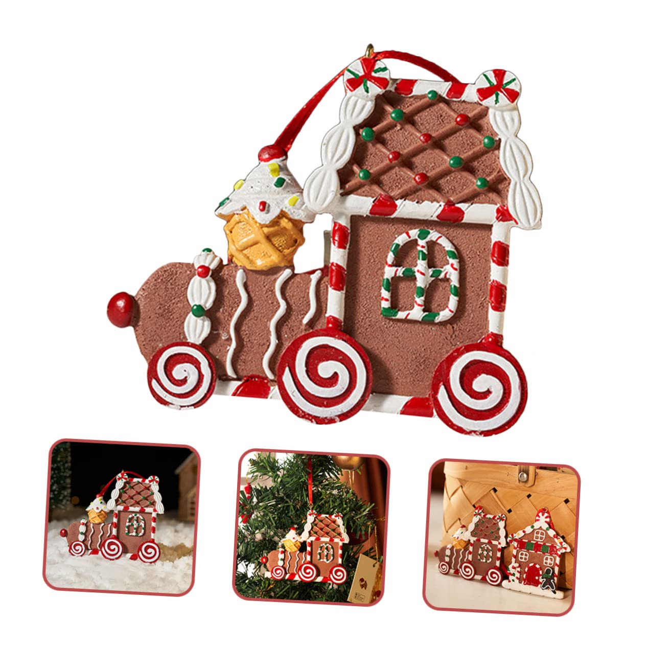 PRETYZOOM 4 Piezas Adornos navideños de Pan de Jengibre Casitas navideñas Christmas Tree Decoraciones navideñas de Interior Kit de casa de Pan de Jengibre decoración Decoraciones de Navidad