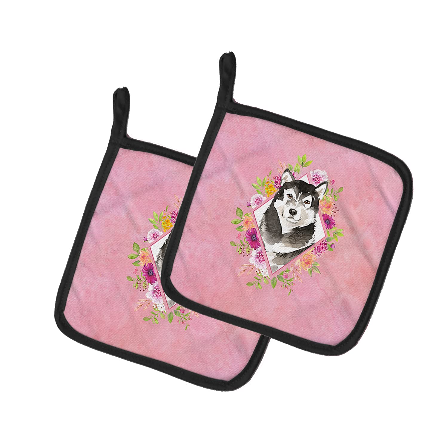Caroline's Treasures CK4224PTHD Alaskan Malamute Pink Flowers Topflappen, 7,5 HX7,5 W, Mehrfarbig