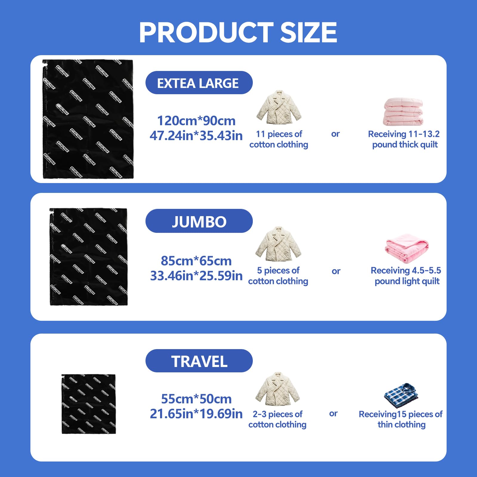 Bolsas de almacenamiento al vacío de viaje con bomba eléctrica, paquete de 15 bolsas de sellado al vacío para ropa, ropa de cama, almohada, edredones, mantas, bolsas de compresión, incluye bomba