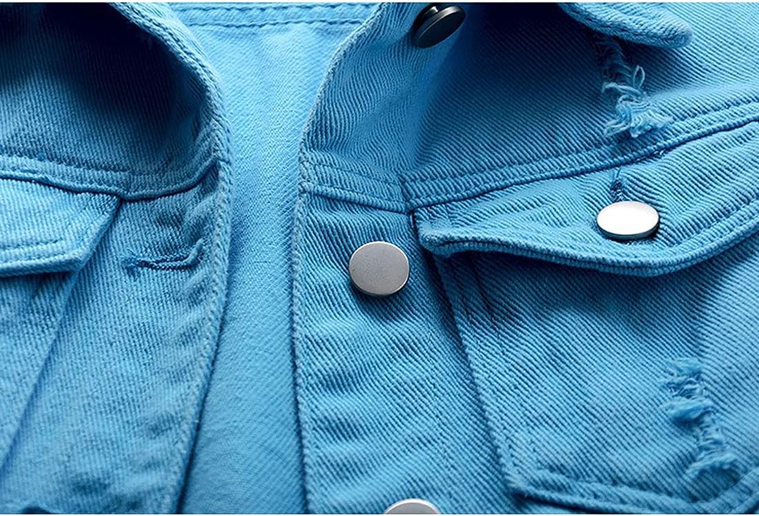 Women's Casual Denim Waistcoat Slim Fit Frayed Sleeveless Jacket Ripped Tops with Pockets - Image 4