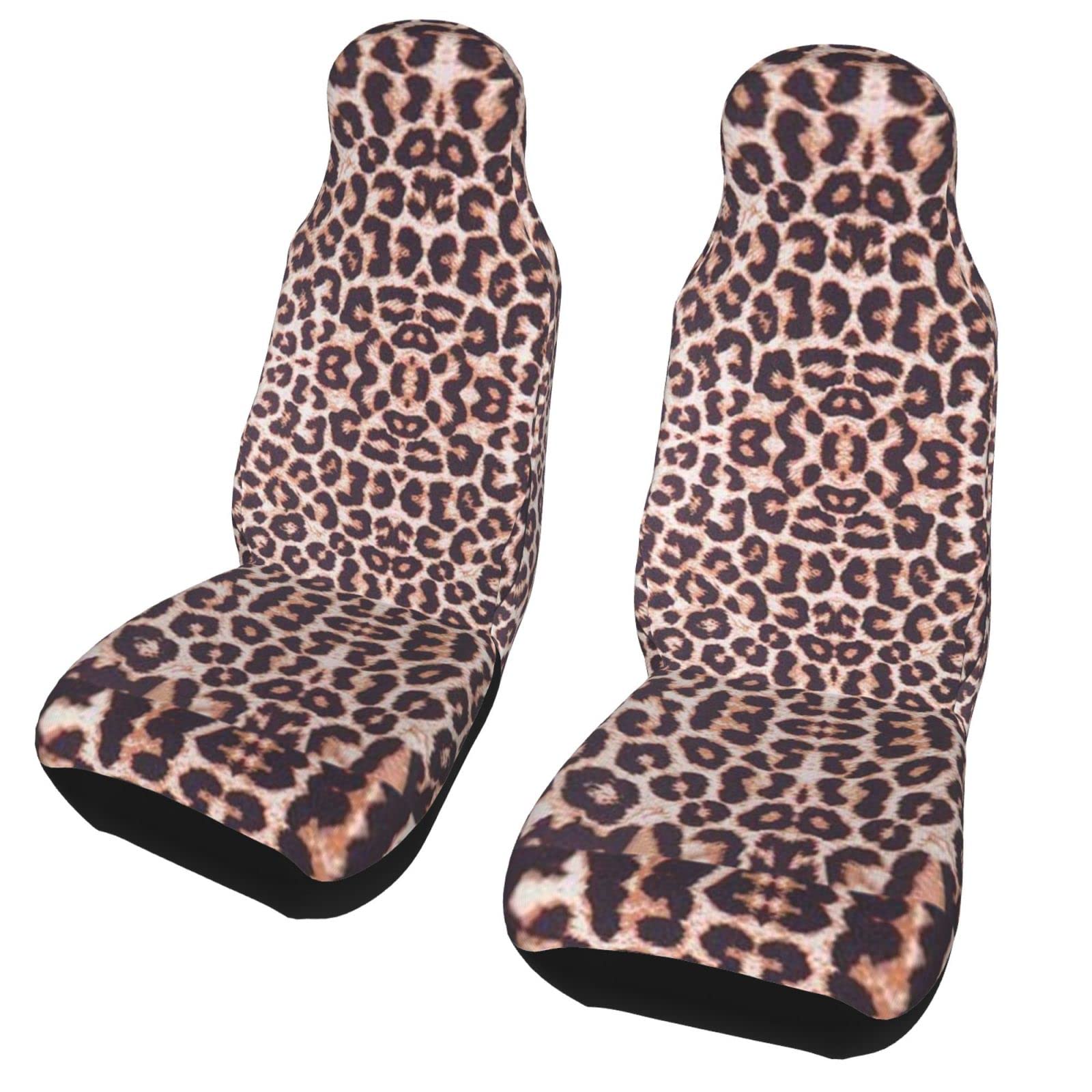 HPLWYM Leopardenmuster Autositzbezüge 9-teilig - Weiche Plüschbezüge Mit Nackenkissen
