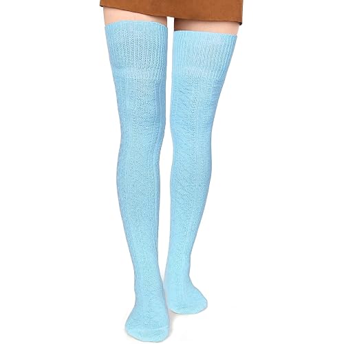 Moon Wood Women Thigh High Socks Extra Long Cotton Knit Warm Thick Tall Over the Knee Boot Stockings Leg Warmers Daily Wear