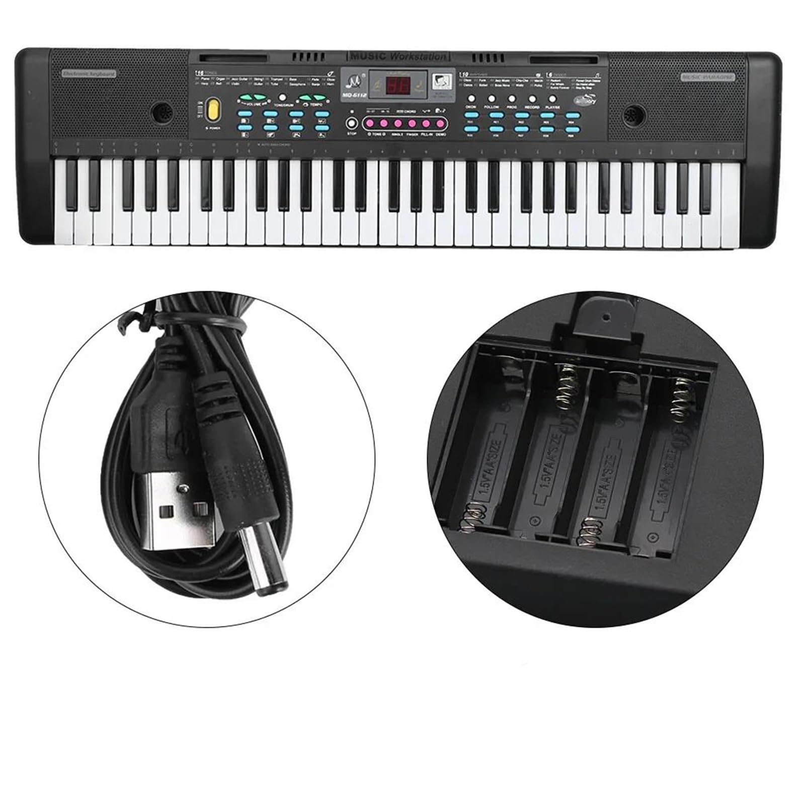 Órgano Electrónico Portátil De 61 Teclas Con Teclado Musical Digital Y Micrófono