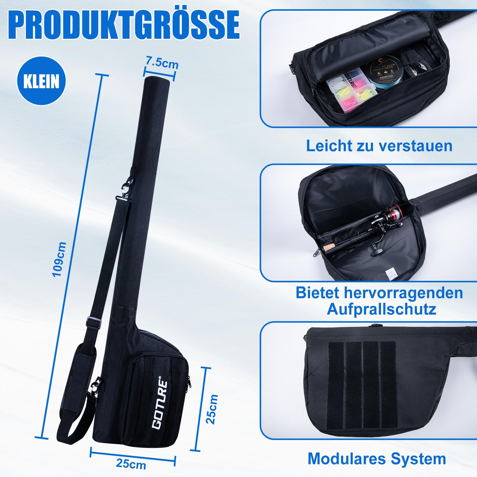 Goture Forellenrute Komplettset Ultra Light 30T Toray Carbon Spinnrute mit Hartschalen-Rutenrohr, 1000er Spinnrolle, 150m PE Schnur, 81-Teilig Angelset für Forellensee & Bach