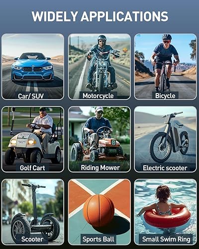 Miniatura 6 de Compresor de aire portátil - 160 PSI, batería de 21 V, pantalla LCD, linterna LED, sistema de enfriamiento triple, 4+N modos de inflado, naranja,