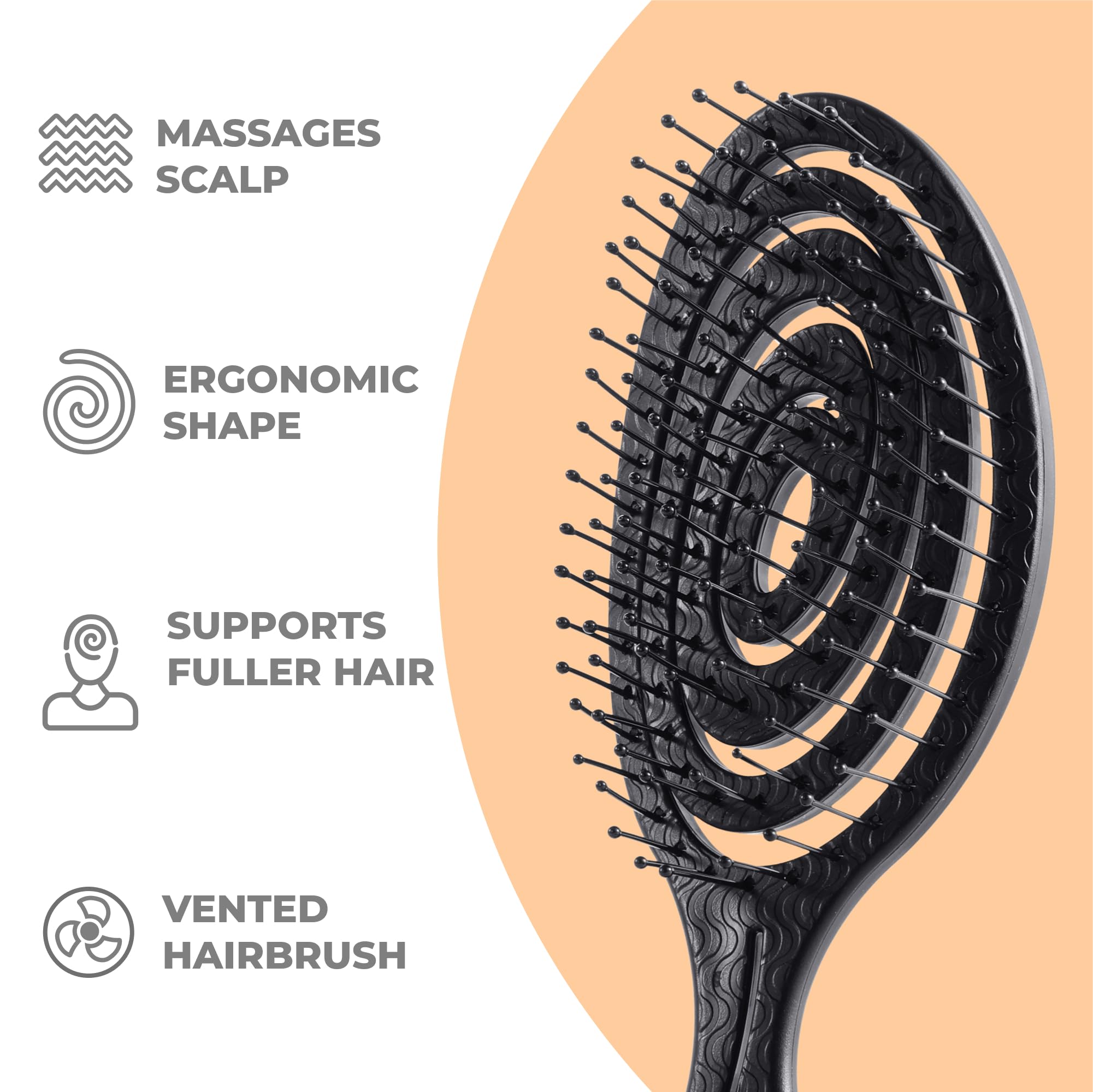 Ninabella Mini Detangling Hair Brush for Women & Men, Does not Pull, Removes Tangles, Brushes for Straight Curly & Wet Hair - Image 3