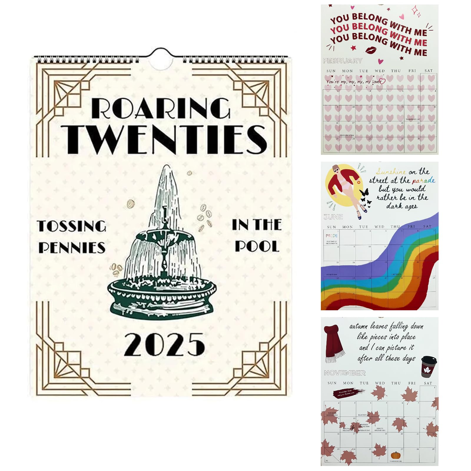 Calendario De Pared 2025 Roaring Twenties, Calendario De Letras TS 2025, Calendario Con Letras De Canciones, Calendario Mensual 12, Regalos Para Amantes De La Música