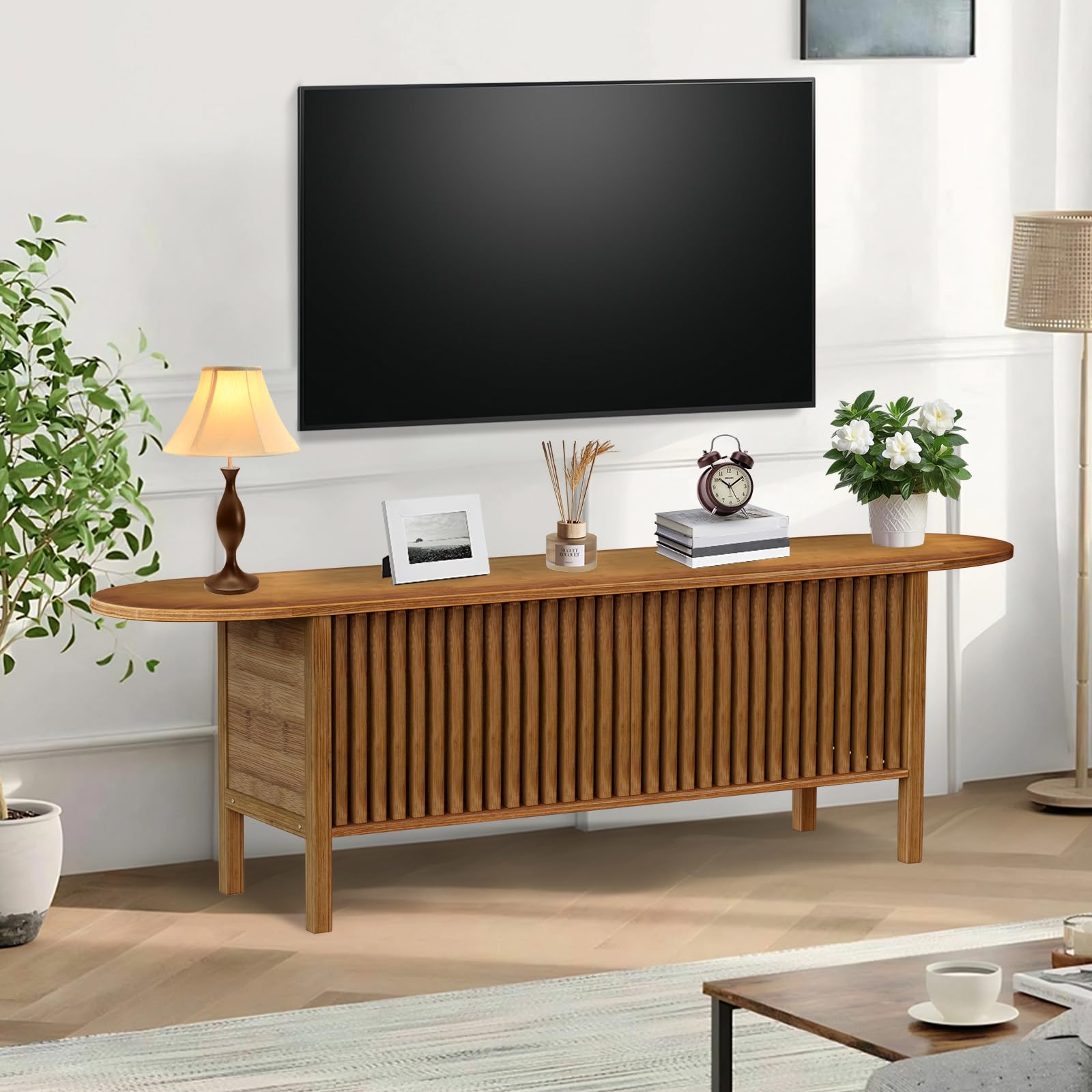Amazon.com: Mordchil HF Bamboo TV Stand for TVs up to 65