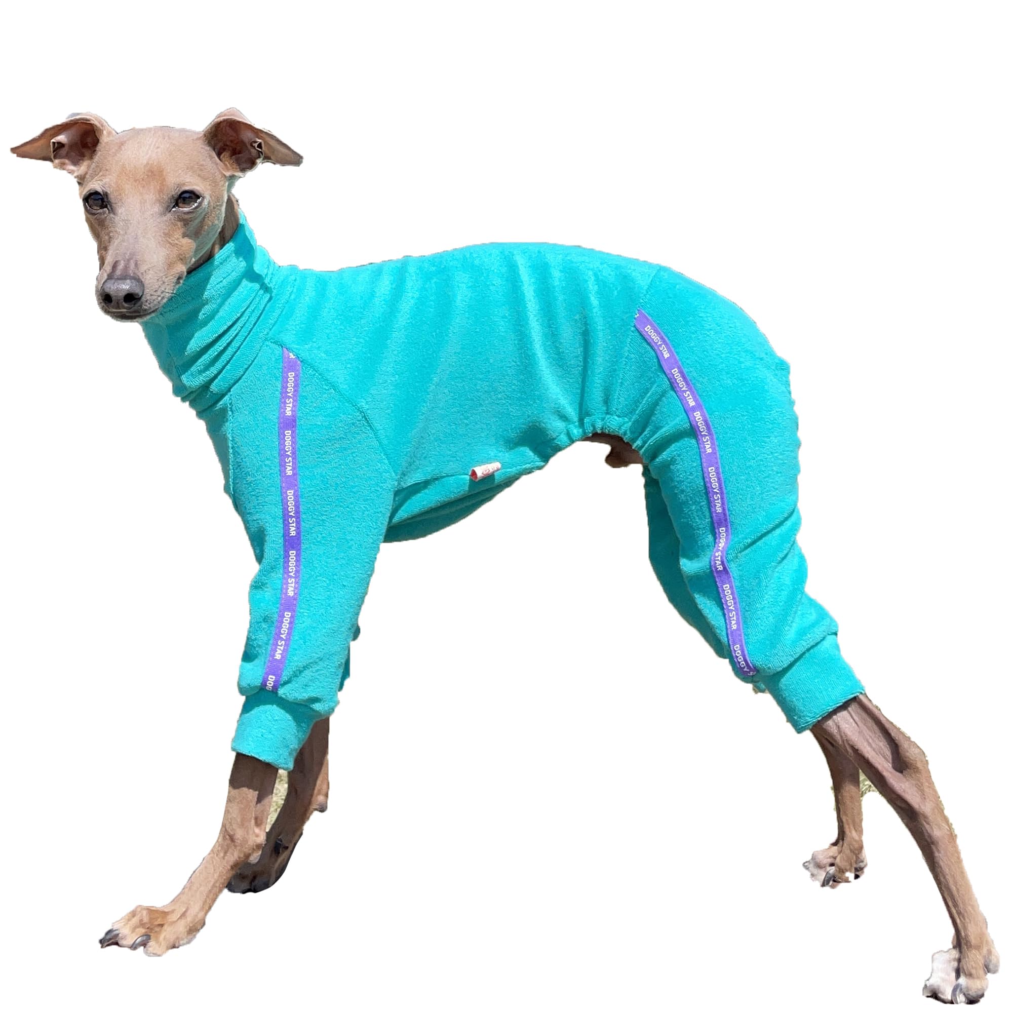 D Doggy Star Italian Greyhound Clothes Stretchy Towel Sports Onesie Outfit Whippet for Dog Coat (S,TWL Turquoise) โ image 1