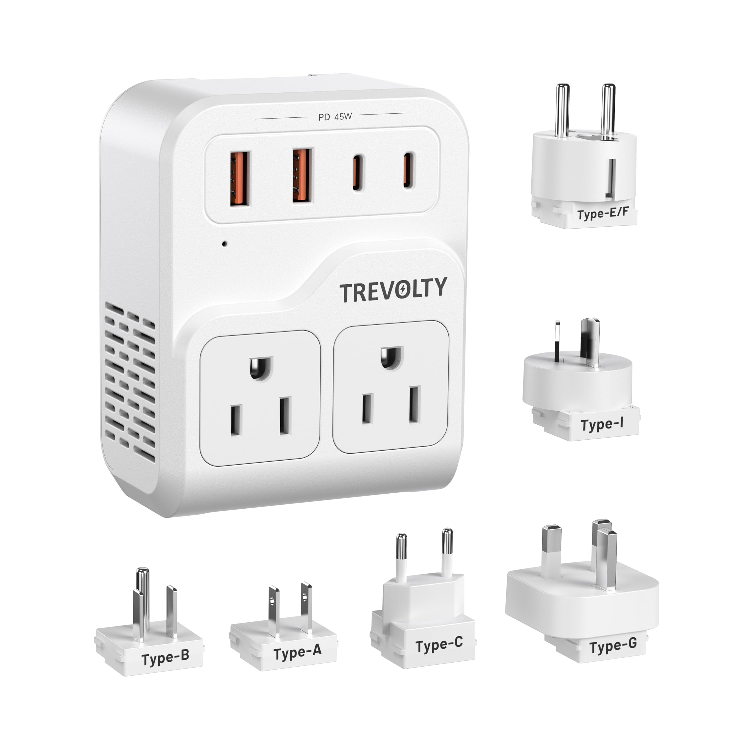 TREVOLTY 7-in-1 European Travel Plug Adapter, 2000W Universal Travel Adapter with 3 AC Sockets, 2 USB-A & 2 USB-C (PD 45W) Ports, Travel Essentials International Power Adapter for UK/EU/China/Japan-image-41