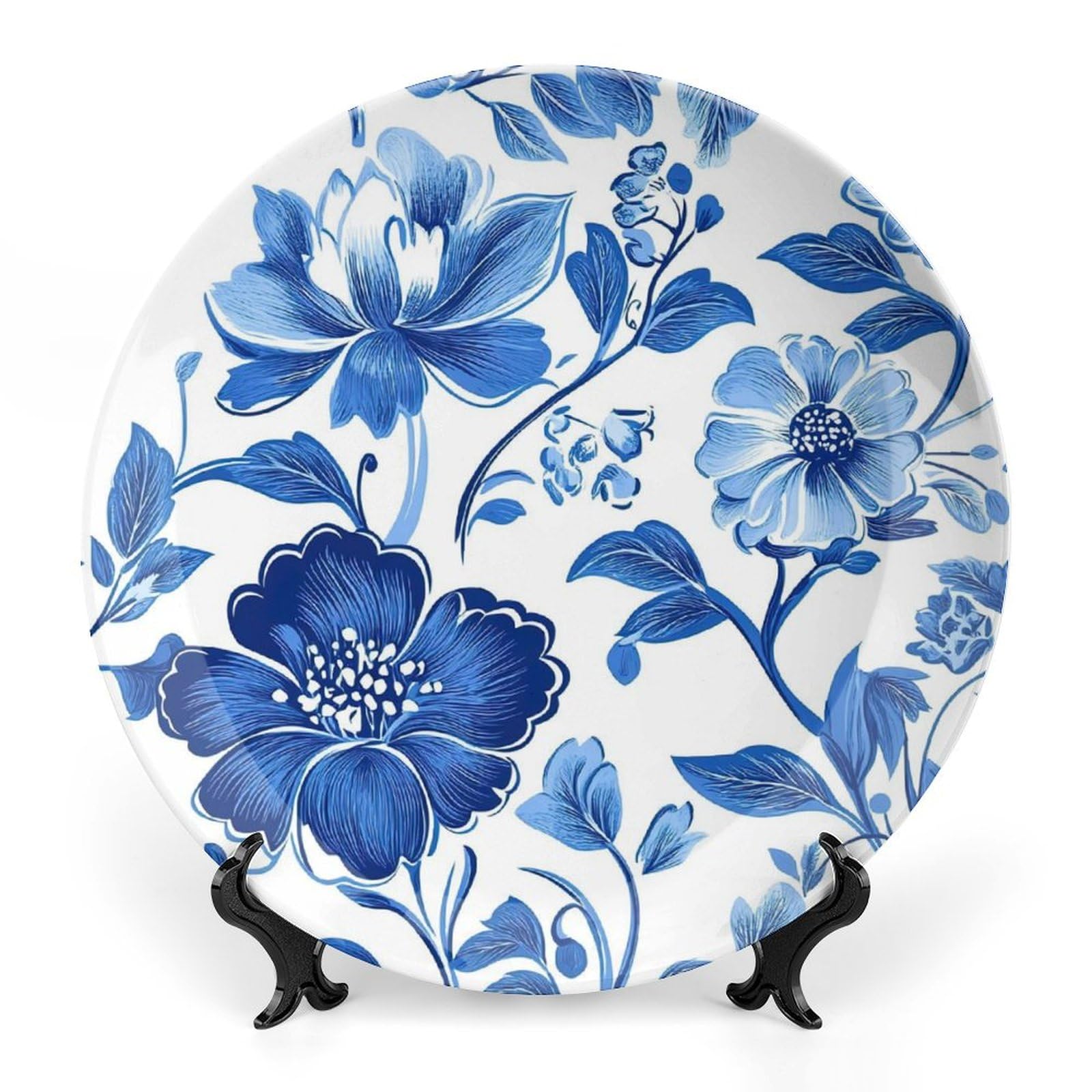 VAGGUT Exquisite Ceramic Decorative Plate, Chinese Style Bone Porcelain Plates with Display Stand for Kitchen Dining Room Wine Cabinet - Creative Arts