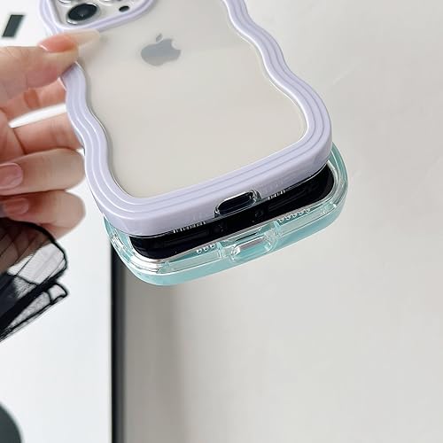Miniatura 5 de Caseative Bonita forma de marco ondulado rizado, a prueba de golpes, suave, compatible con funda de iPhone (negro, iPhone 13 Pro)