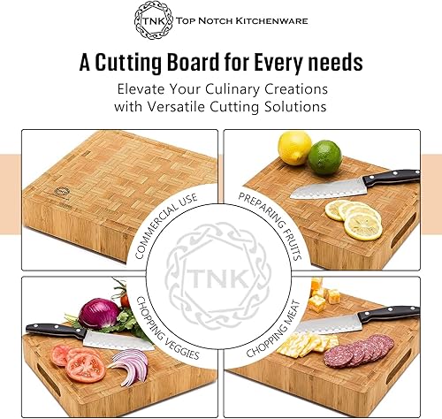 Miniatura 7 de Tabla de cortar de bambú de grano pequeño | Profesional, bloque de carnicero | Pies de goma antideslizantes