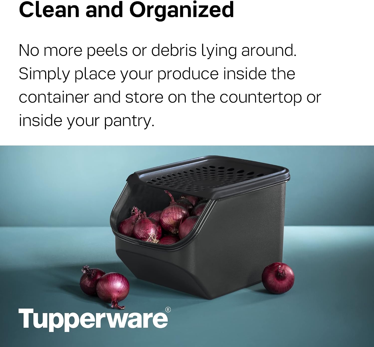 Tupperware Brand Onion & Garlic Smart Container - Keep Contents Firm & Fresh - Store Up to 6lbs - Dishwasher Safe
