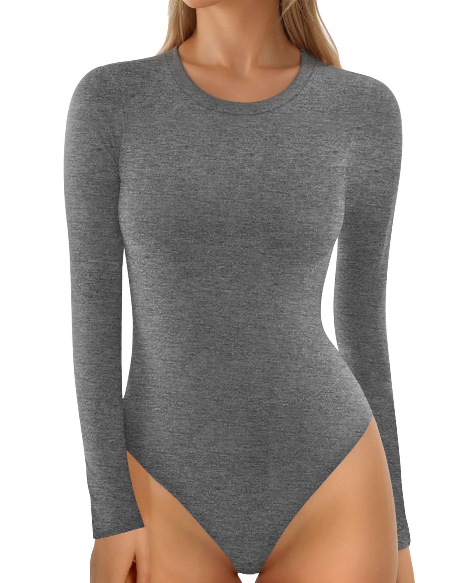 Women's Crew Neck Long Sleeve Bodysuit T Shirts Basic Tops