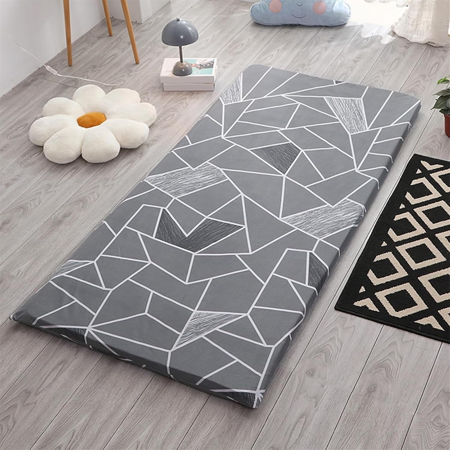 Cover for Traditional Japanese Floor Futon Mattres Futon Floor Mattress Cover with Zipper,100% Cotton Protection Cover for Shikibuton Futon Mattress,Soft Skin-Friendly Washable,(Style9,135x200cm(53x79
