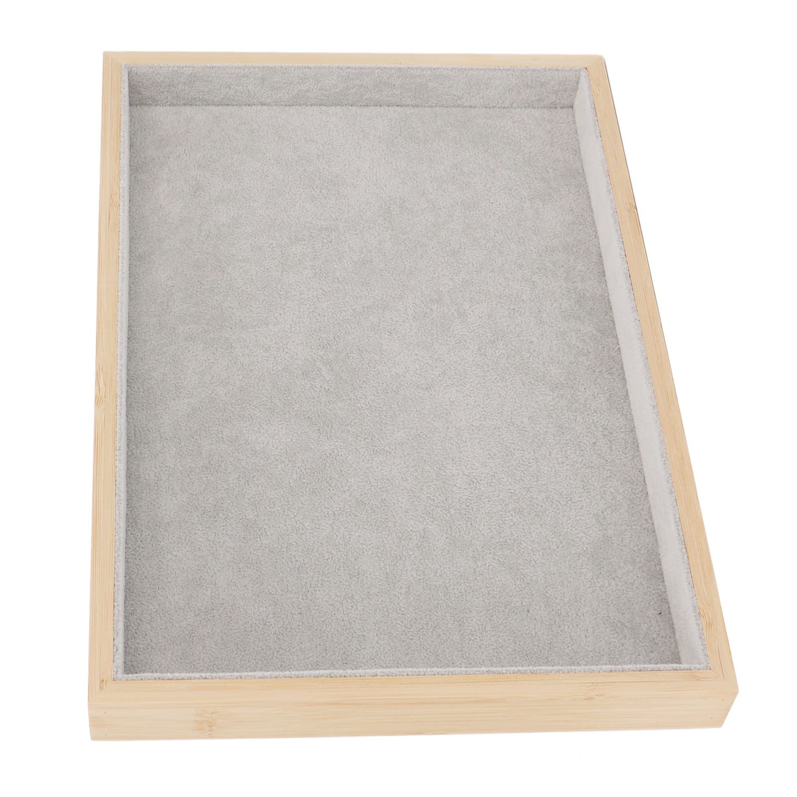Organizator na Biżuterię, Drewniana Taca Flanelowa, Szary, Elegancki Styl, dla Odpowiedniego Porządkowania, Perfekcyjnie dla Kobiet, Dla Różnorodnych Rodzin i Właścicieli Salonów