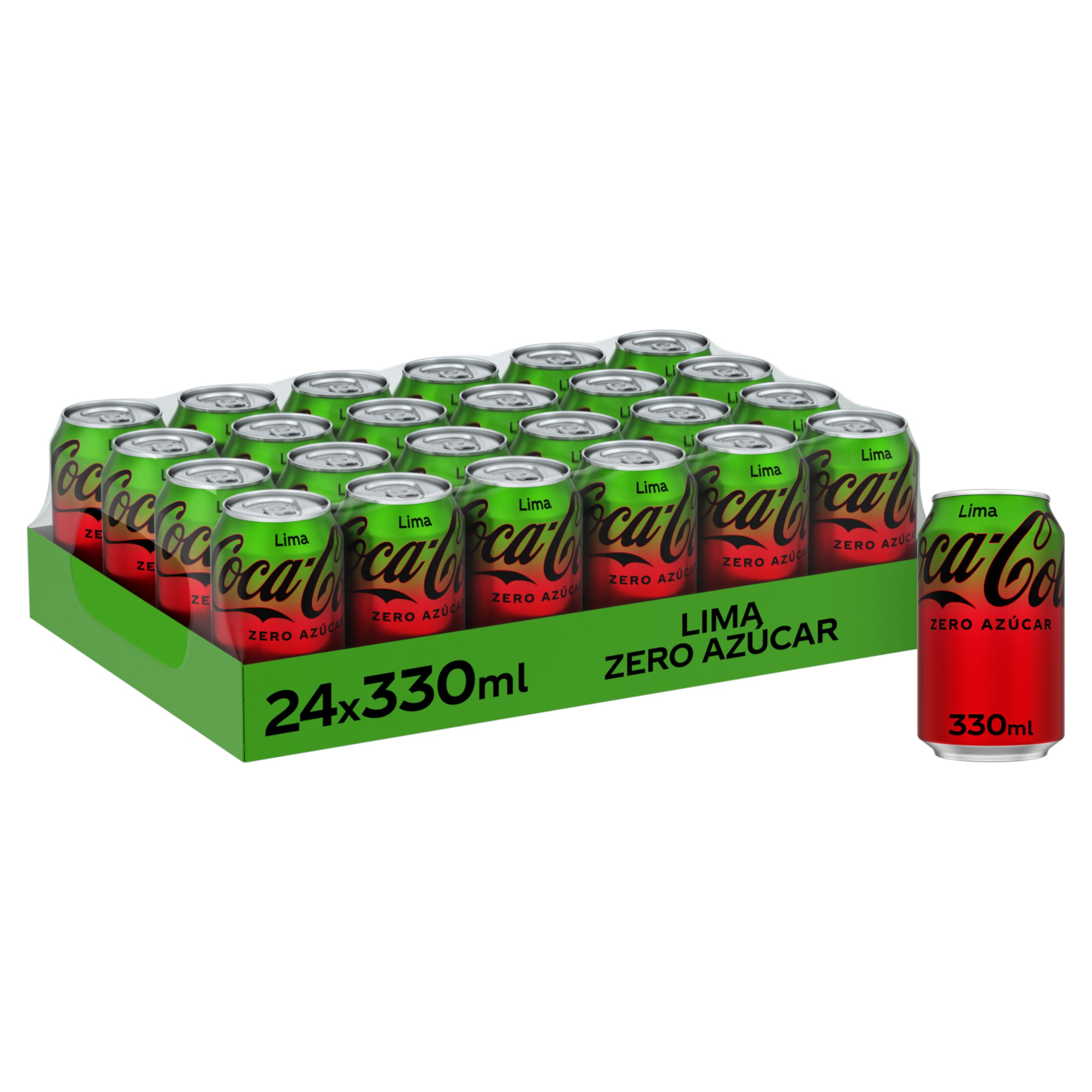 Coca-Cola Zero, Refresco de Cola Sabor Lima - Pack 24 latas de 330 ml