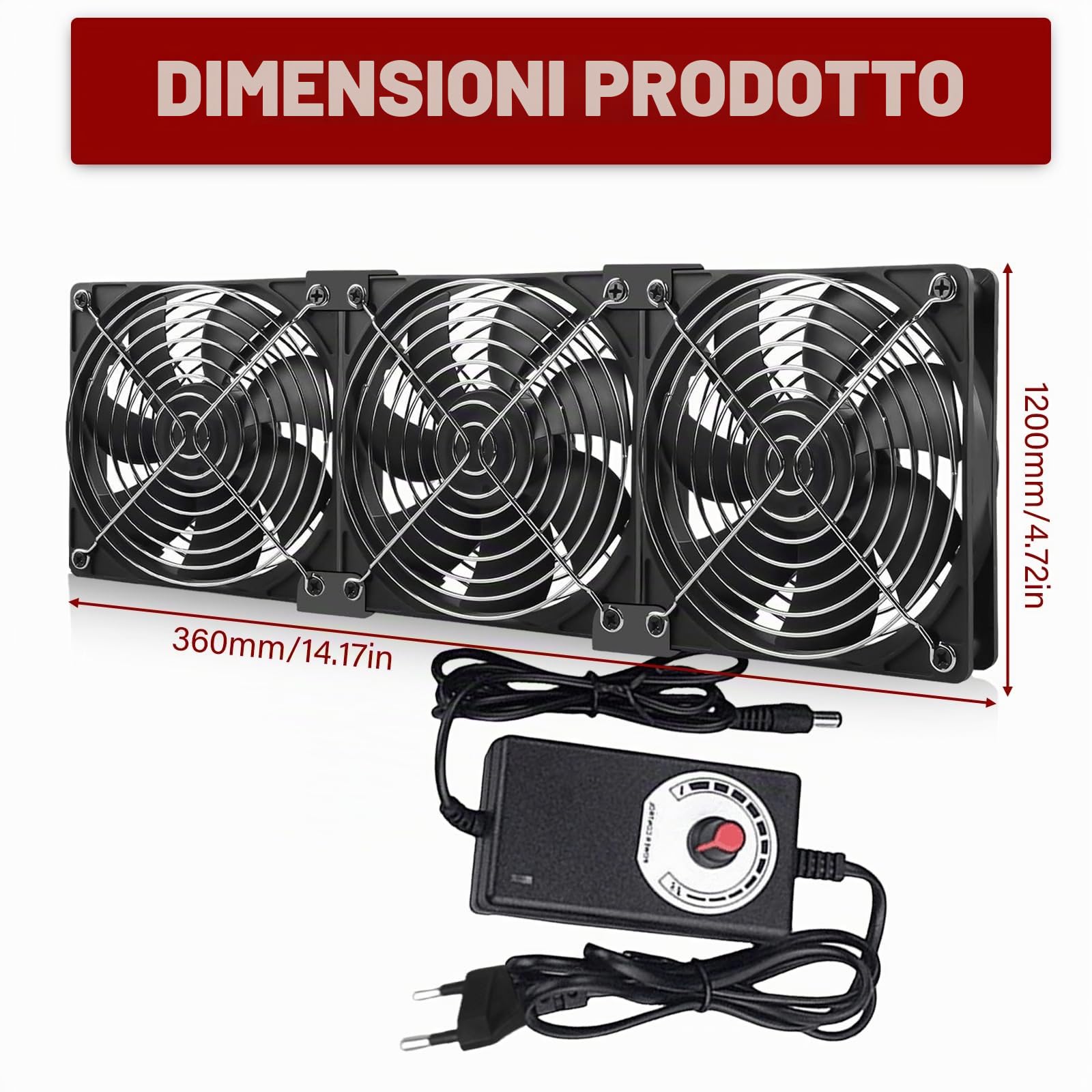 Ventola da 120 mm con controllo della velocità 220 V, ventola di raffreddamento senza spazzole con copertura in metallo, grande volume d'aria, ventilatore di scarico silenzioso per computer