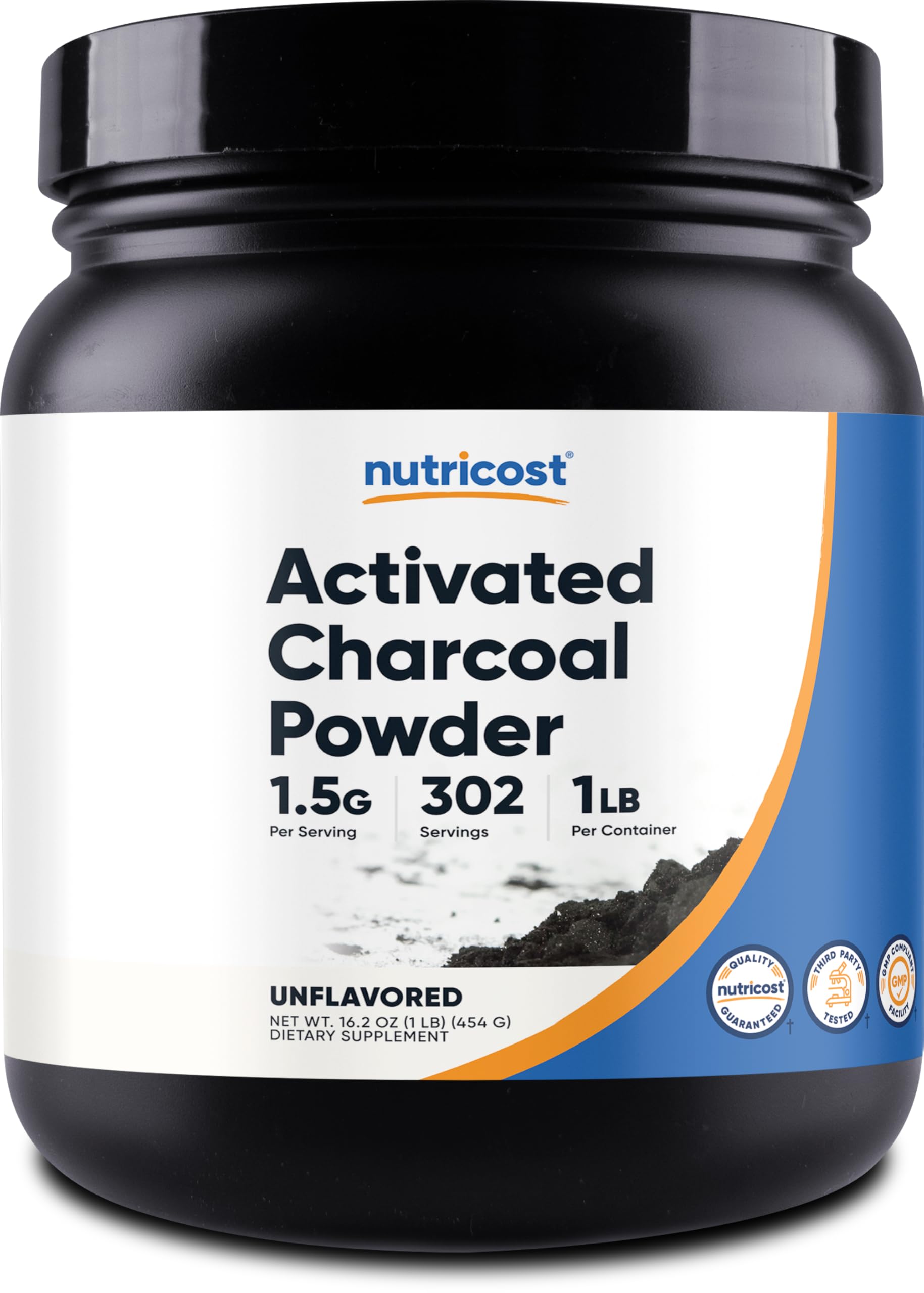 Nutricost Activated Charcoal Powder 1lb - Food Grade Powder, Toothpaste, Facemask, Odor Control, Vegetarian, Gluten Free, Non-GMO
