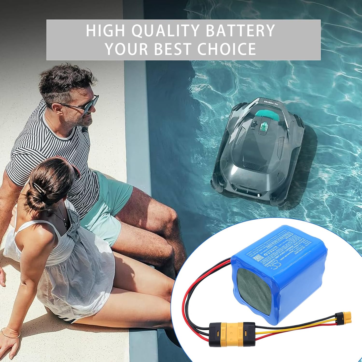 Cameron Sino 7800mAh Replacement Battery for Aiper Seagull Plus Pool Vacuum, HYY0345158