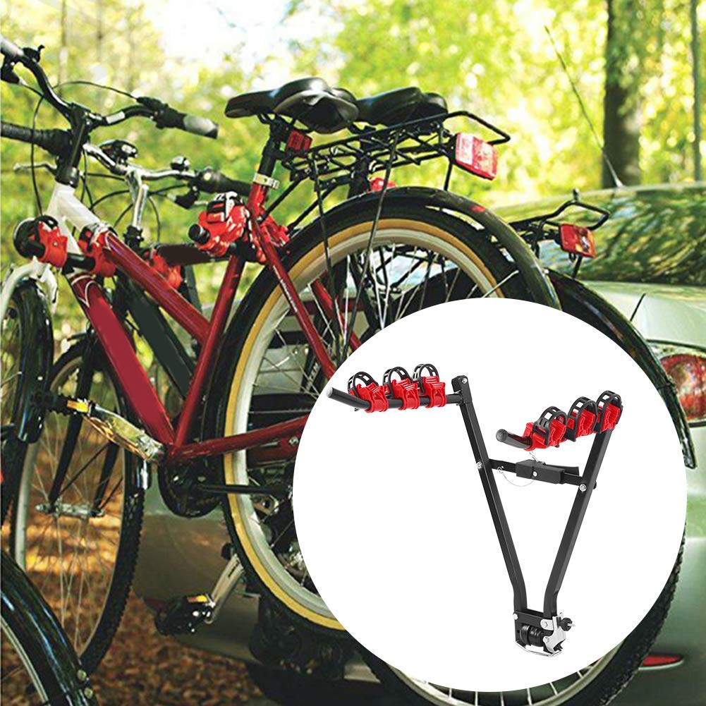 Ejoyous bagażnik rowerowy na 3 rowery, tylny bagażnik stalowy do samochodu, bagażnik do zaczepu holowniczego z tyłu do bagażnika