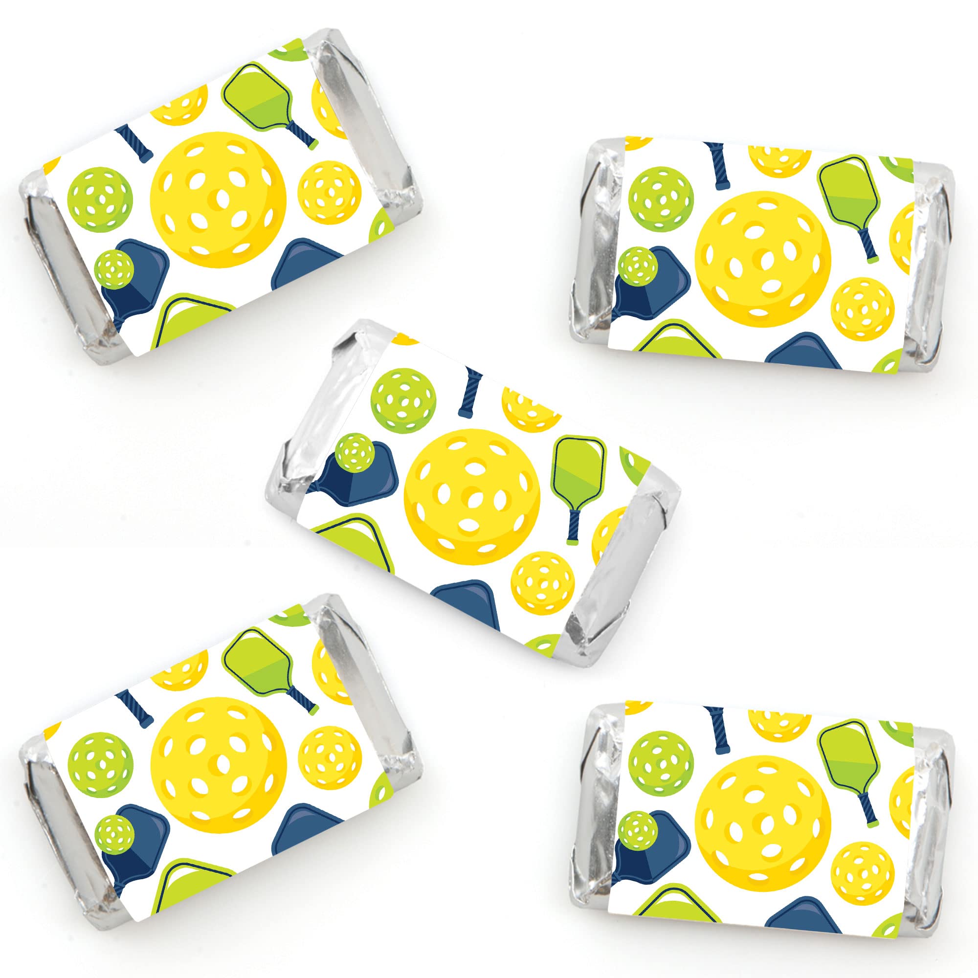 Big Dot of Happiness Let’s Rally - Pickleball - Mini Candy Bar Wrapper Stickers - Birthday or Retirement Party Small Favors - 40 Count