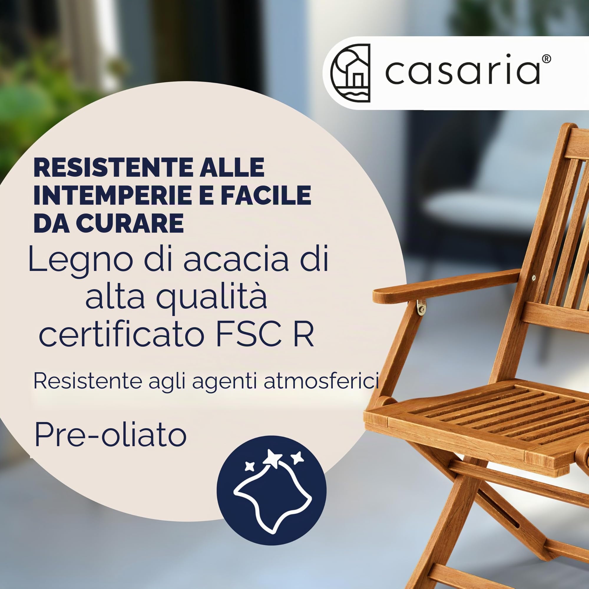 Deuba Sedie da Giardino Set di 4 Sydney pieghevoli in Legno di Acacia con braccioli Certificazione FSC® patio sedie da pranzo terrazza balcone