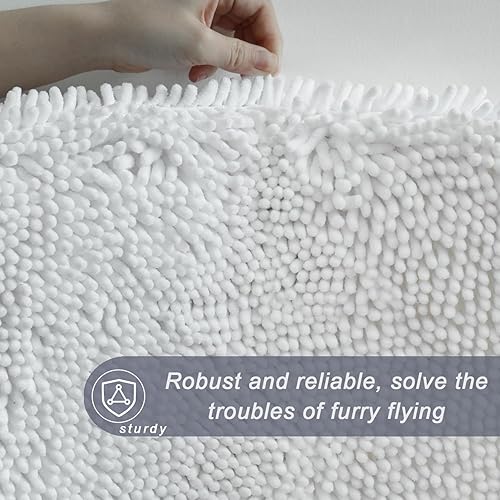 Miniatura 6 de Juego de 2 tapetes de baño de chenilla, cuadrados + cuadrados (20 x 32 pulgadas + 16 x 24 pulgadas), juego de alfombras de baño de felpilla súper