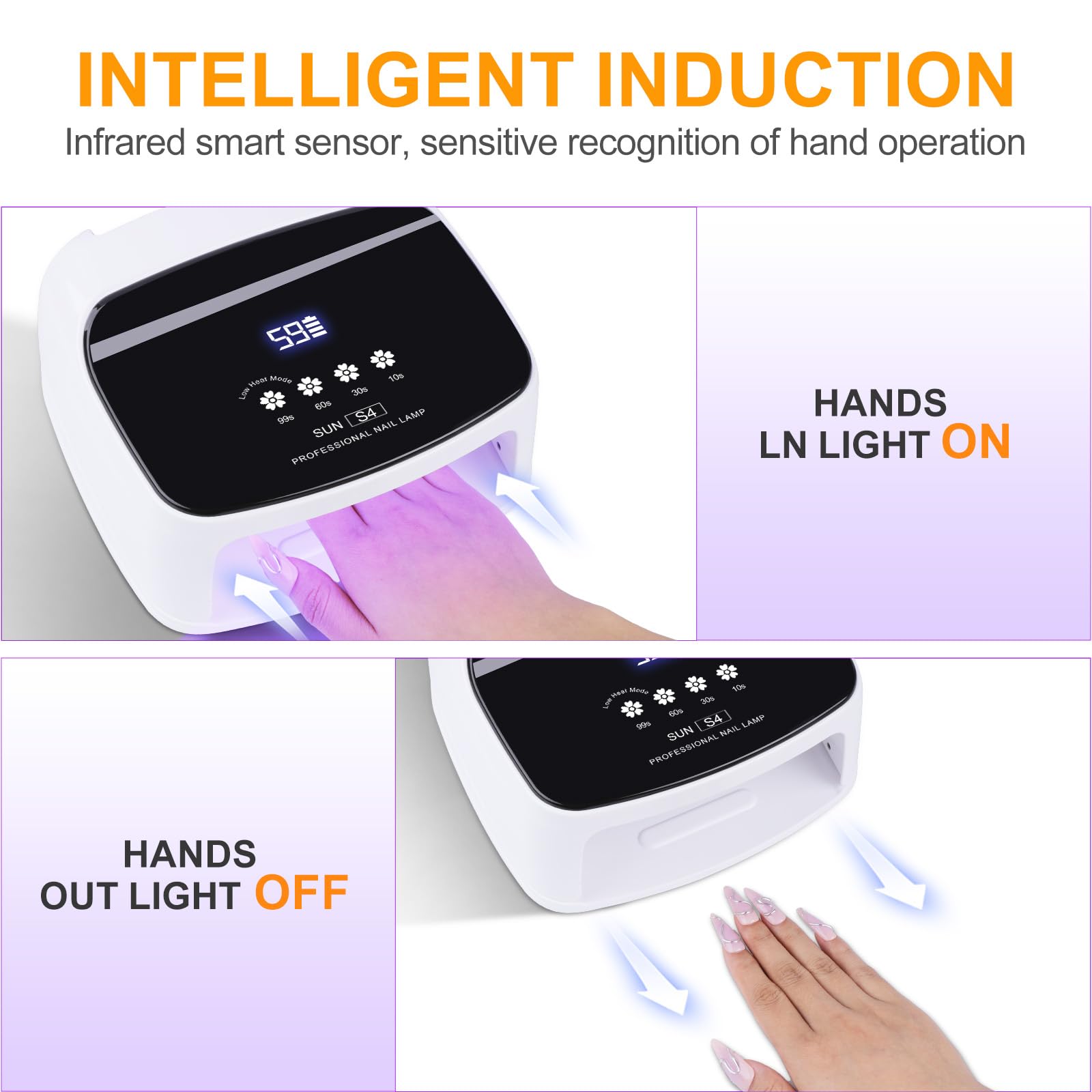 288W Cordless UV LED Nail Lamp with Auto Sensor and Timers