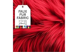Indulge in Unparalleled Texture: Premium Faux Fur Fabric by The Yard in Enticing Red