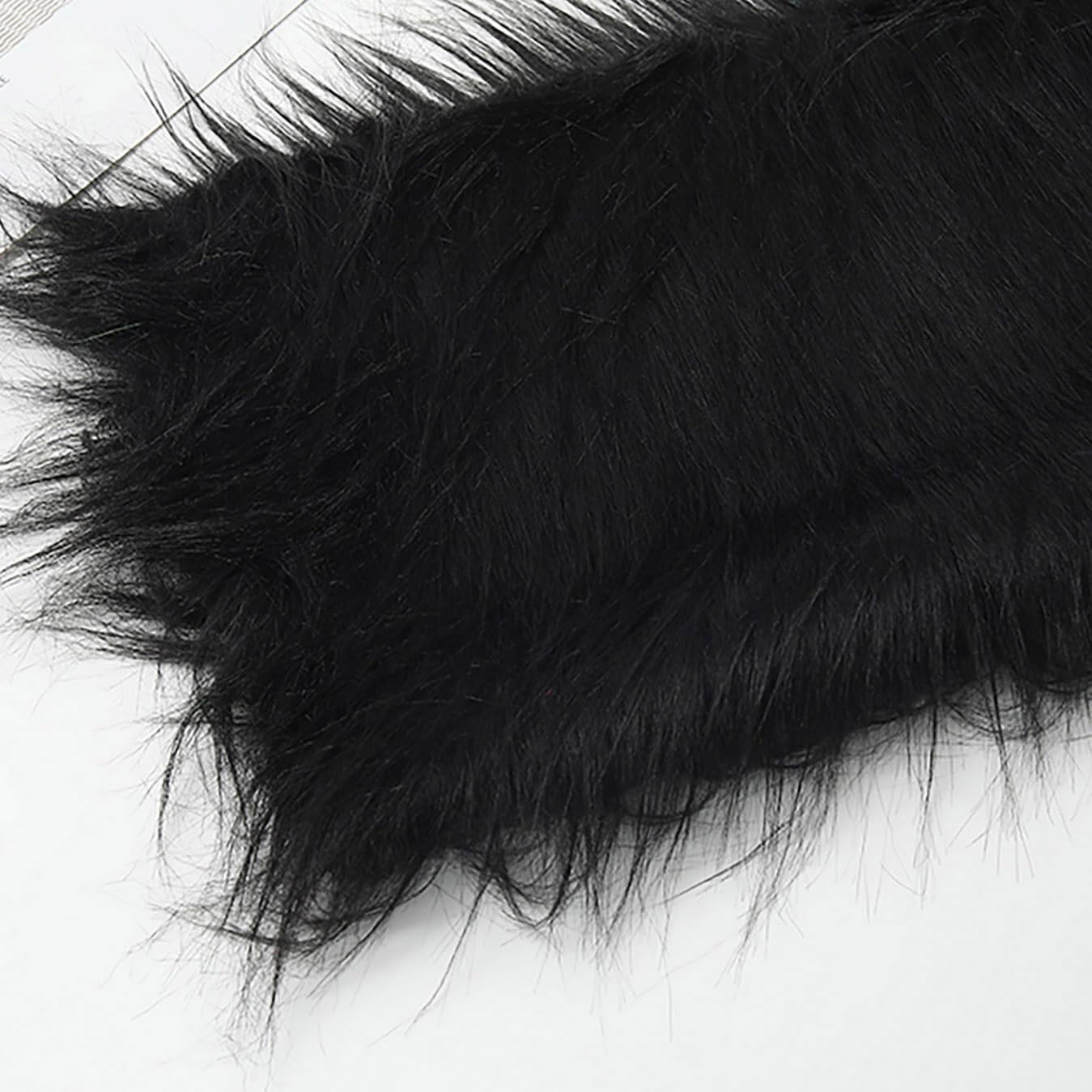 Long Pile 12cm Faux Fur Fabric Fluffy Furry Plush Material for Gnomes Beard Santa Claus Hair Christmas Decoration Dwarf Cosplay Costume DIY Craft 50 Colors(Size:180x50cm,Color:Black)
