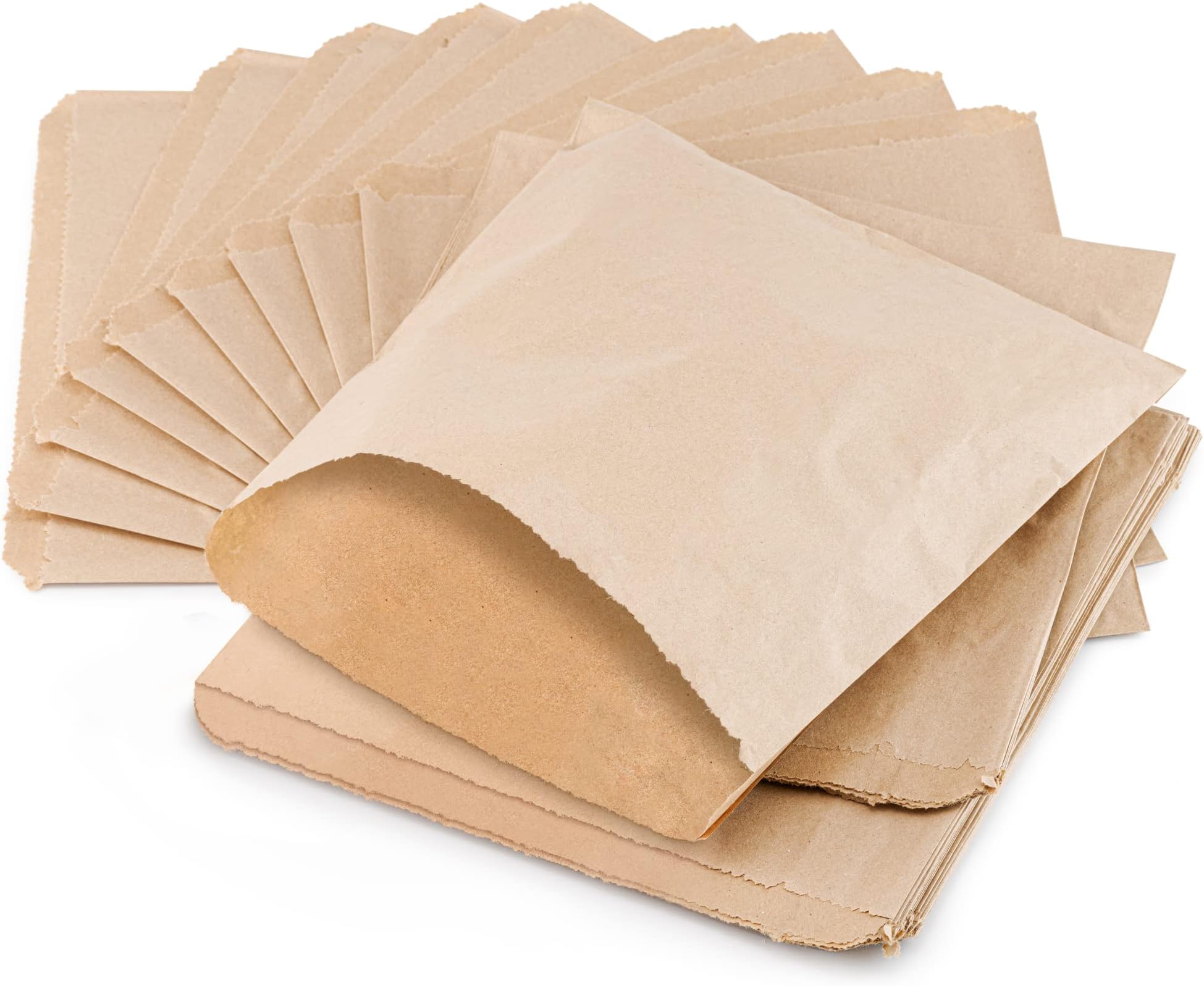Paper Sandwich Bags for Food | 8” x 8” 100PK Strung REALUS | Made in Britain | Strong Greaseproof Small Brown Bag, Great for Sweets, Lunch, Burger Wrap | Eco Friendly, Biodegradable Alternative