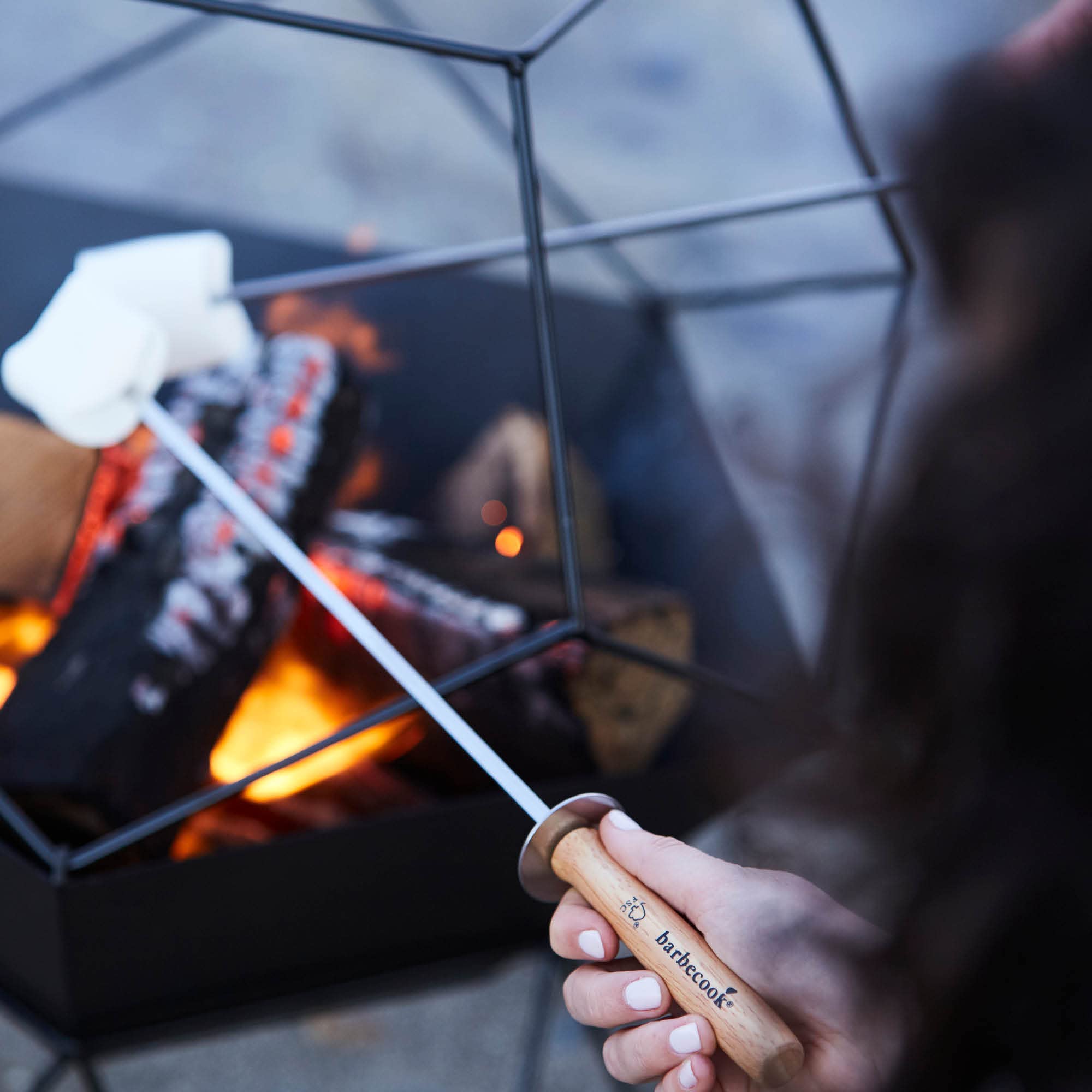 Barbecook Spiedini da Barbecue riutilizzabili, Set di 4 spiedini, Accessori per Barbecue in Acciaio Inox e Legno, 46 cm