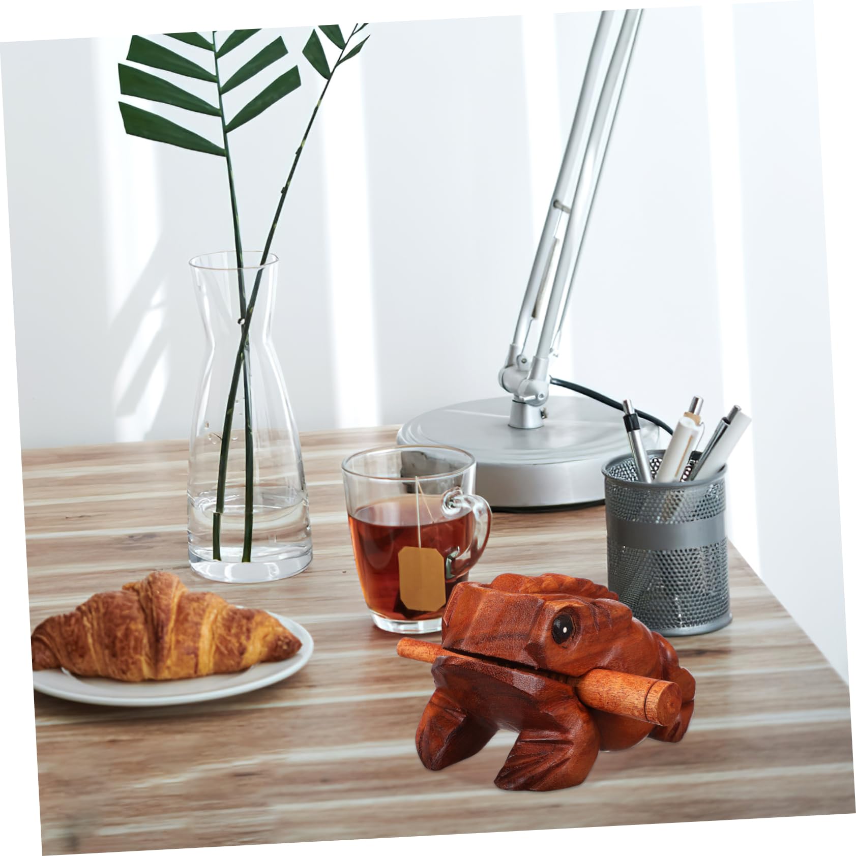 ifundom 3piezas Artesanías Que Producen Sonidos de Madera Instrumento Musical de Madera Bloque de Sonido Animal Sapo Cerdo Búho para Decoración Infantil