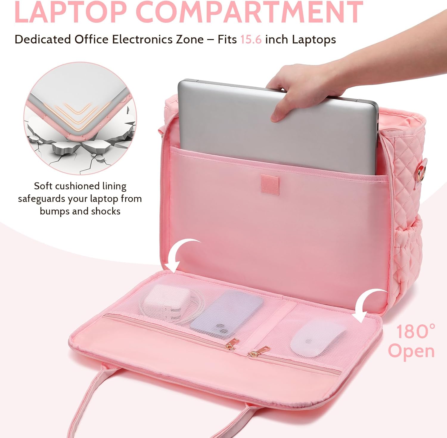 2-in-1 Lunch & Laptop Tote Bag 15.6" Work Bags for Women Polyester Casual Teacher Nurse Bag Laptop Briefcase