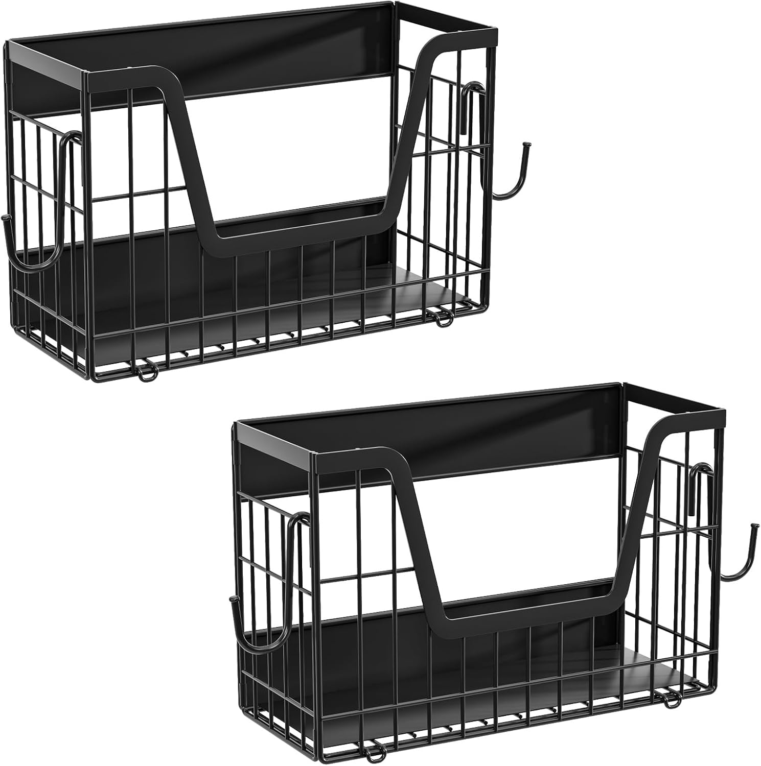 2 Pack Magnetic Shelves for Washing Machine, 15LB Heavy Duty Laundry Organizer, Large Capacity Collapsible Deep Baskets, No Assembly Organizer with Hooks, for Fridge, Dryer, Kitchen Spice Rack