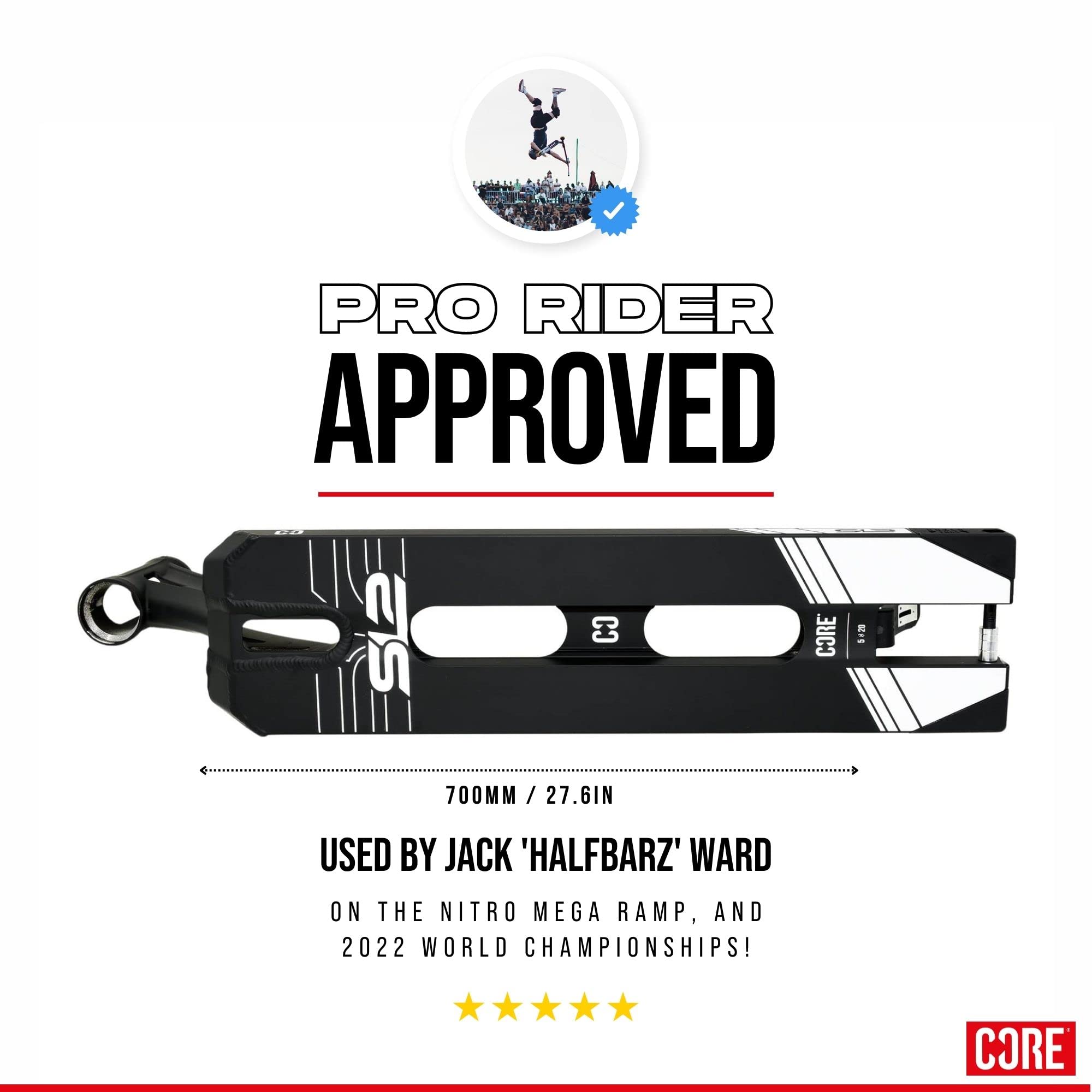 Deck CORE SL2 Forged Trick Tret Roller - 50,8 Cm Noir, Pour Cascadeurs & Scooters