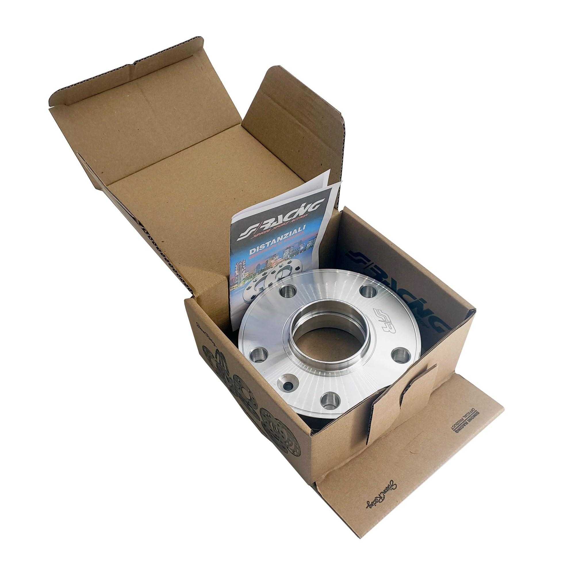Simoni Racing DR037 Kit 2 entretoises 20 mm 5x112 moyeu 66,6, Acier