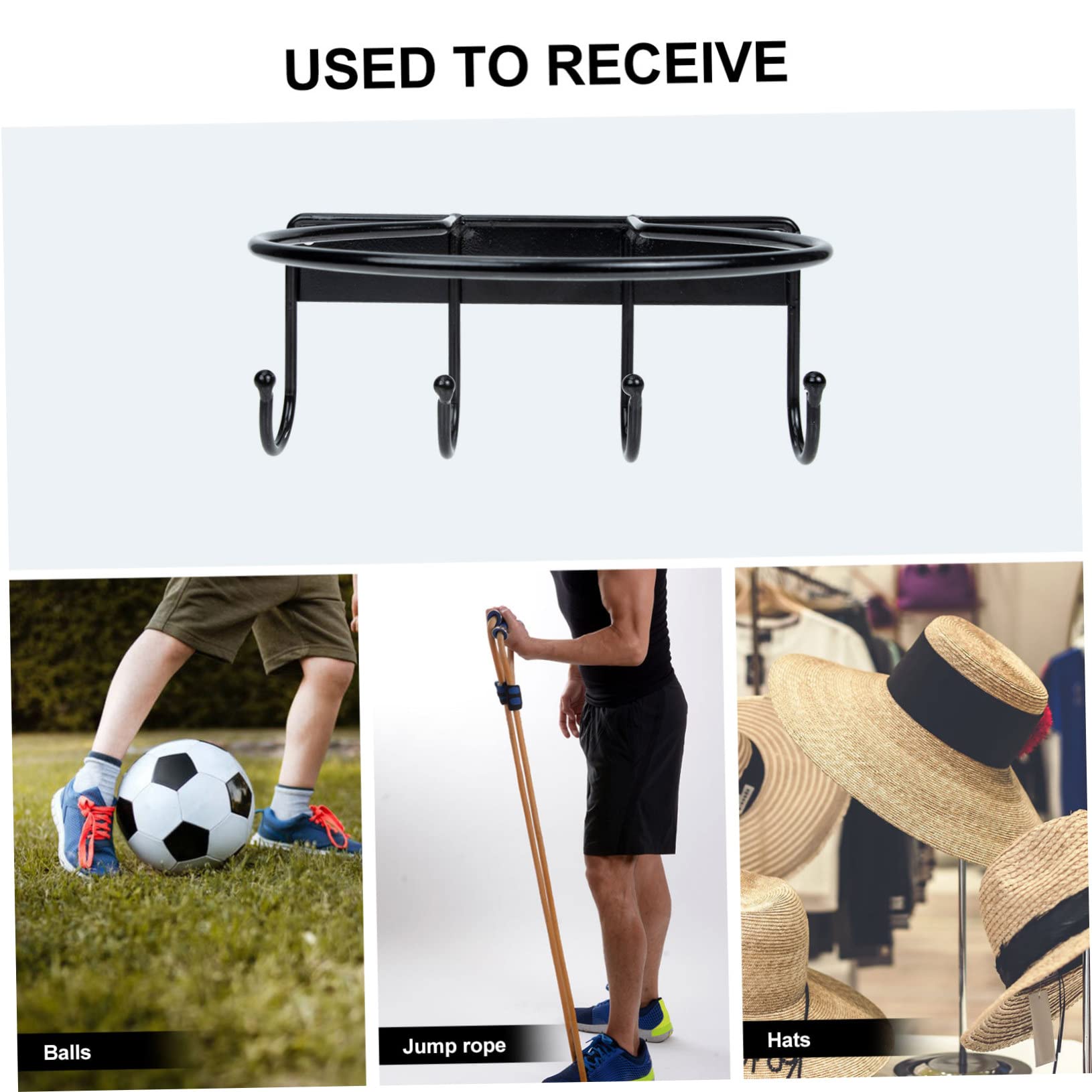 GALPADA Wall Mounted Basketball and Football Storage Rack Durable Iron Ball Holder with Punch Design for Space Saving Organization Home Garage Playroom