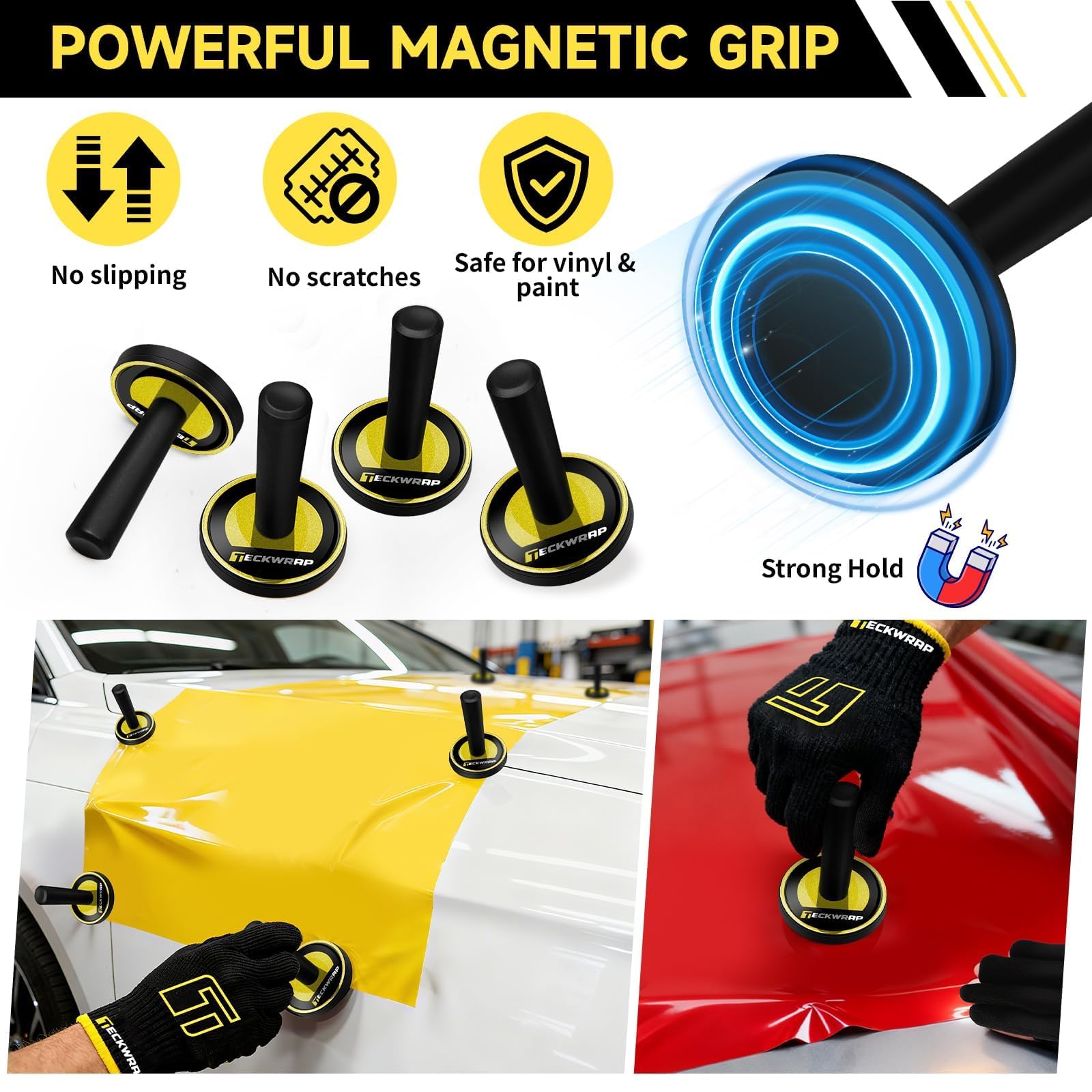 TECKWRAP Lot de 22 Outils en Vinyle pour Voiture - Raclette, Couteau, Cutter de sécurité, Gants Anti-coupures, aimants et Pochette à Outils pour Emballage de véhicule
