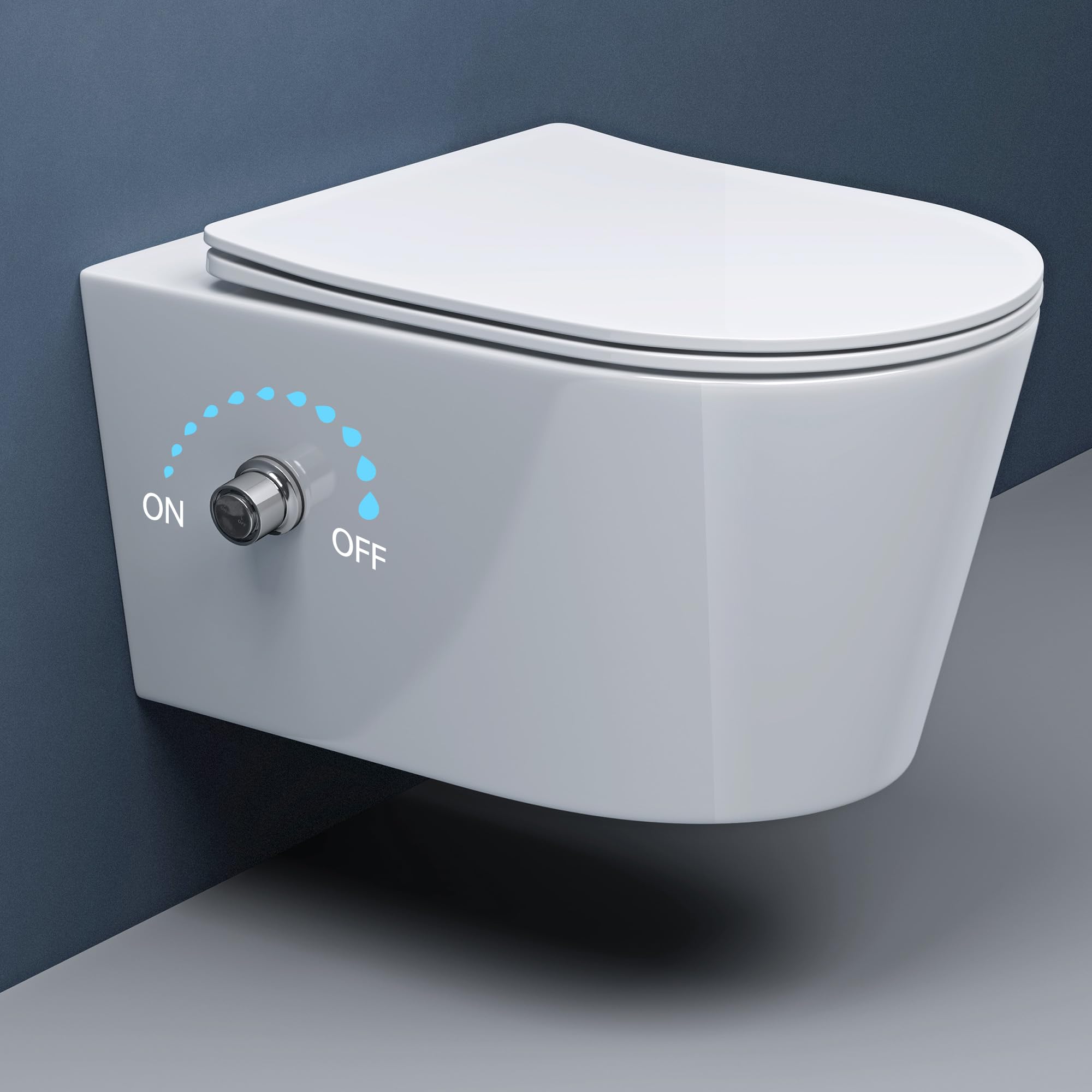 doporro WC Suspendu Blanc Cuvette Céramique avec Fonction de Bidet | Abattant Silencieux, avec Frein de Chute, Aachen601