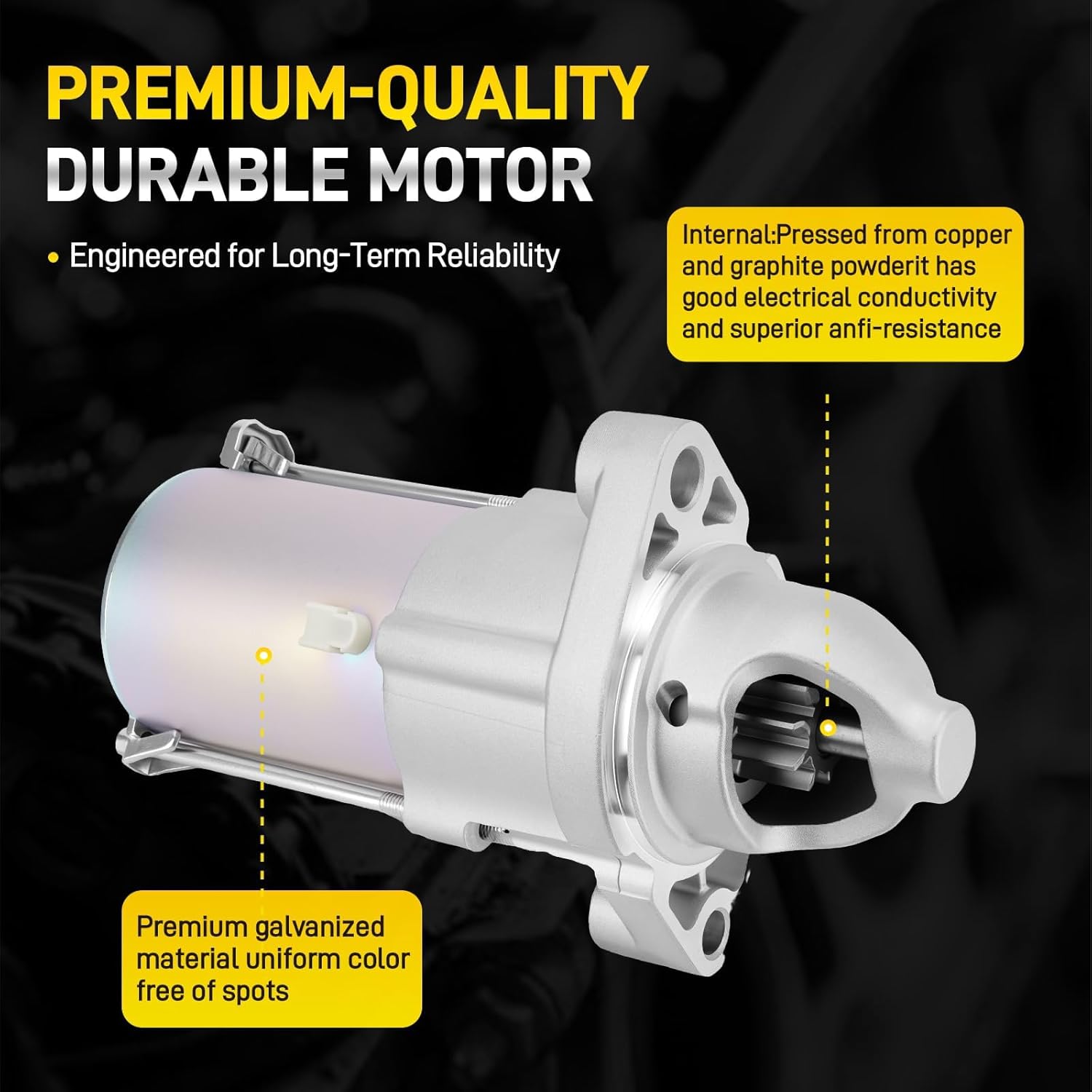 17960N Starter Motor Compatible with 2006-2012 Honda Accord 2006-2011 Honda Civic 2006-2014 Acura TSX 2006-2008 CSX 2007-2011 CR-V 2007-2011 Element 2.0/2.4L 12V 1.6KW 9-Teeth Clockwise