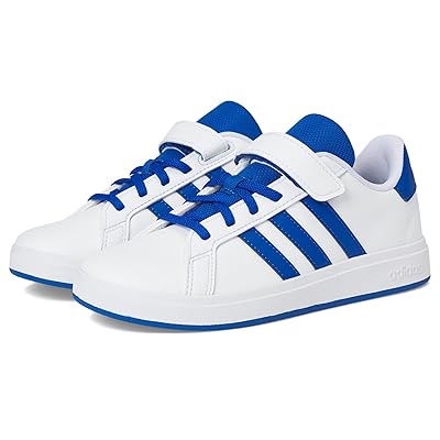adidas Kids Grand Court 2.0 Elastic Lace Strap Shoes (Little Kid) Kids Shoes White/Team Royal Blue/Black